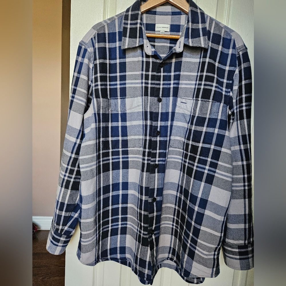 Mens Club Monaco plaid shirt XL